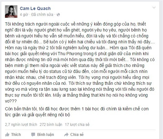 Kimmese chia sẻ về quan điểm của mình sau 1 ngày tố HLV Thu Phương là người giả tạo.