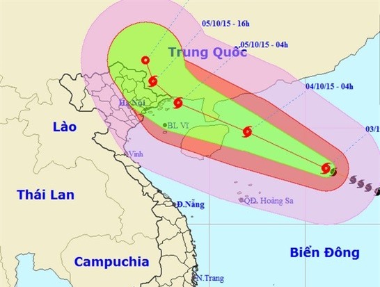 Bão Mujigae tiếp tục mạnh lên. Ảnh: NCHMF.