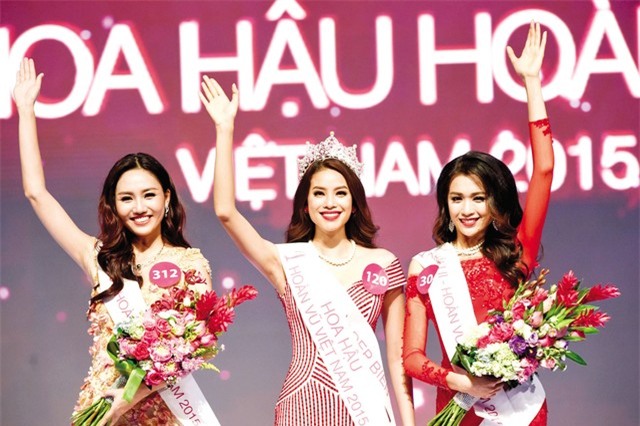 Top 3 cuộc thi Hoa hậu Hoàn vũ Việt Nam 2015. Ảnh: TL