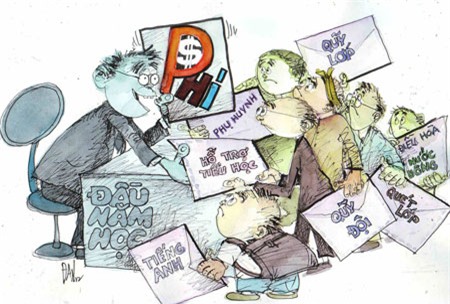 Đầu năm học, phụ huynh đã phải oằn mình vì tiền trường. Ảnh tư liệu