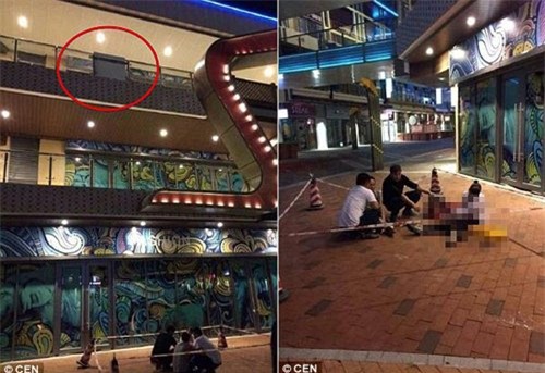 tq: chong tay vao lan can hong, be gai roi tu tang 3 sieu thi tu vong hinh anh 1