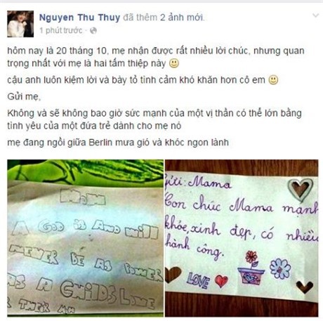 Hoa hậu Nguyễn Thu Thủy khoe quà trên trang cá nhân.