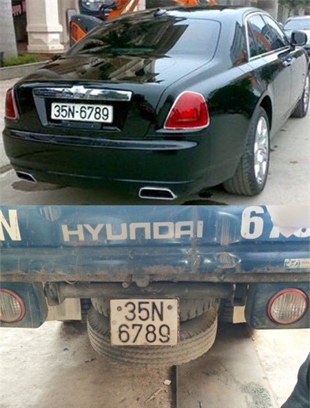 Siêu xe Rolls-Royce Ghost và ôtô tải cùng chung biển số 35N-6789. Ảnh: FB.