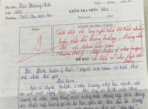 Bài văn về người trẻ mãi không lớn của nữ sinh Chu Văn An