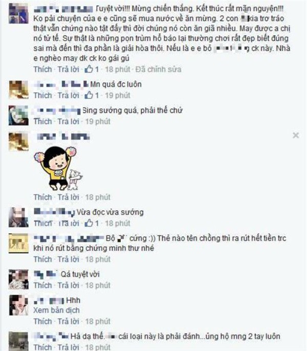 Bị chồng phản bội, mẹ này chẳng còn sự tôn trọng nào dành cho chồng, kể tội bêu giễu chồng với các mẹ khác, nào là chồng có tính “vũ phu” lại thêm “sĩ diện” bị bắt quả tang khi đang “cặp kè” với người tình ở quán cafe ôm.