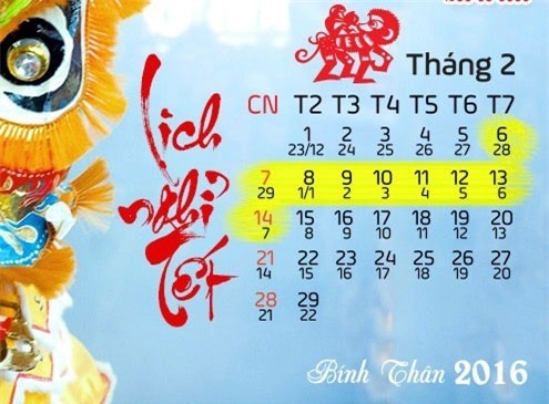 Chốt phương án nghỉ Tết Bính Thân 9 ngày