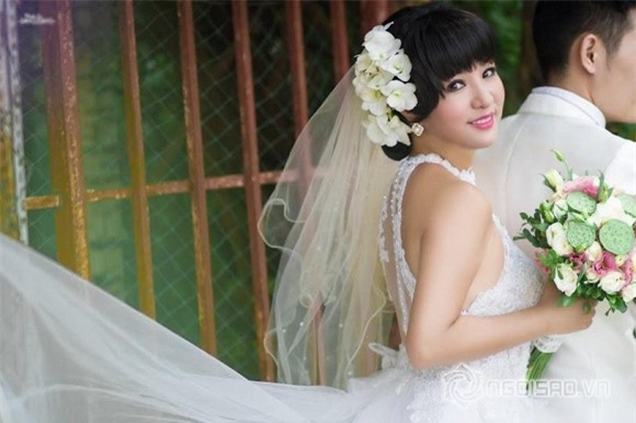 Thúy Nga trẻ như gái đôi mươi trong bộ ảnh mặc váy cưới 11