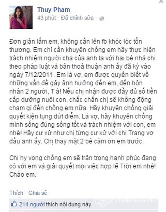 Ngọc Thúy nhắn Phan Như Thảo 1