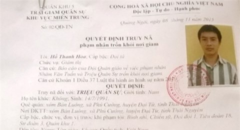 Quảng Ngãi: Ráo riết truy tìm 2 tù nhân vượt ngục