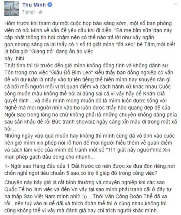 Thu Minh lên tiếng sau khi bị cho là 'đá xéo' Mỹ Tâm 1