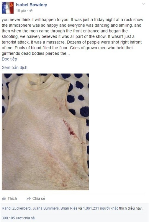 Lời kể của cô gái giả chết thoát khủng bố Paris