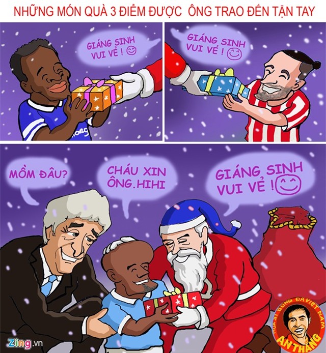 Hí họa: Mourinho hóa ông già Noel phát quà cho đối thủ