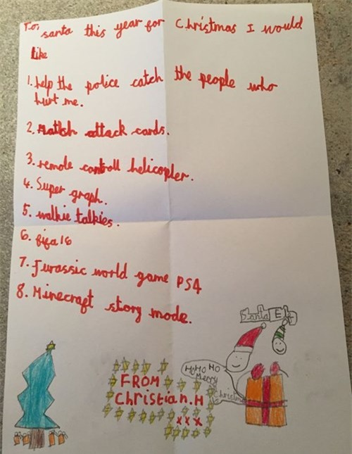 Bé trai viết thư xin ông già Noel trừng trị sát thủ - ảnh 1