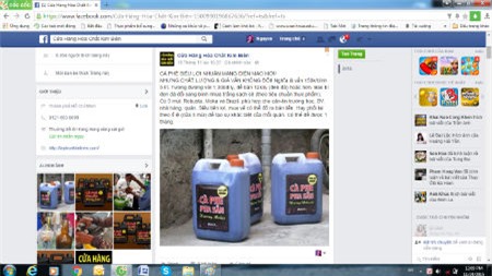 Cà phê, hóa chất, trên mạng