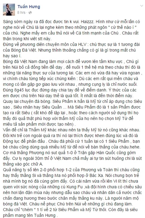 Bênh Công Phượng và HAGL, ca sĩ Tuấn Hưng đáp trả lại ông Lê Thụy Hải - Ảnh 2.