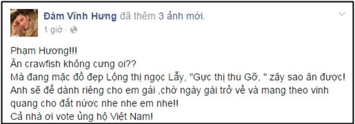 Đàm Vĩnh Hưng bỏ dở bữa ăn vì mải xem Phạm Hương thi Bán kết HHHV - Ảnh 1.