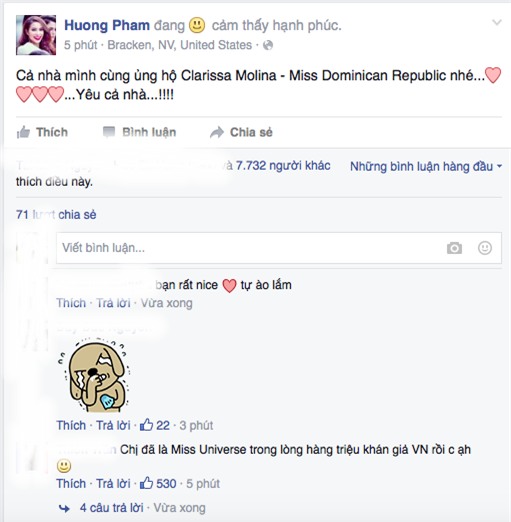 Phạm Hương bình tĩnh chia sẻ Facebook ngay sau kết quả sốc của HHHV 2015 - Ảnh 1.