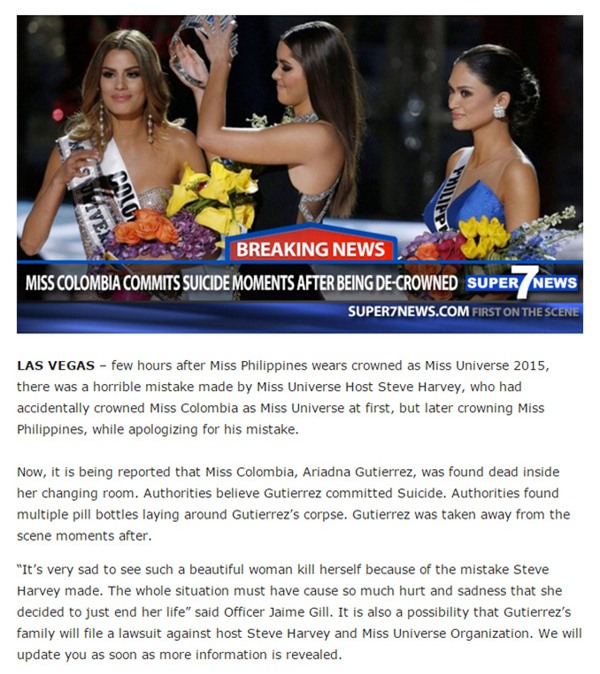 Thông tin gây bão về việc Hoa hậu Colombia tự tử chỉ là bịa đặt - Ảnh 1.