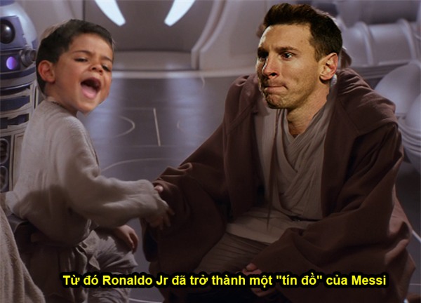 Ảnh chế: Ronaldo Jr trở thành fan của Messi vì bố muốn thêm con - Ảnh 6.