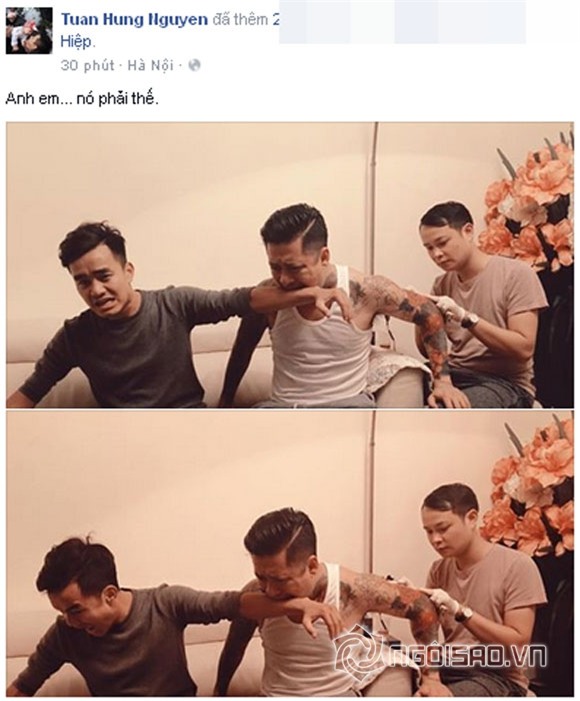 Tuấn Hưng cắn tay đàn em để xăm hình 0
