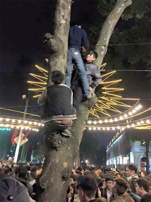 Cây cỏ nát tươm, hàng rào gãy đổ, giày dép thất lạc tứ tung... sau đêm chen lấn chào năm mới - Ảnh 5.