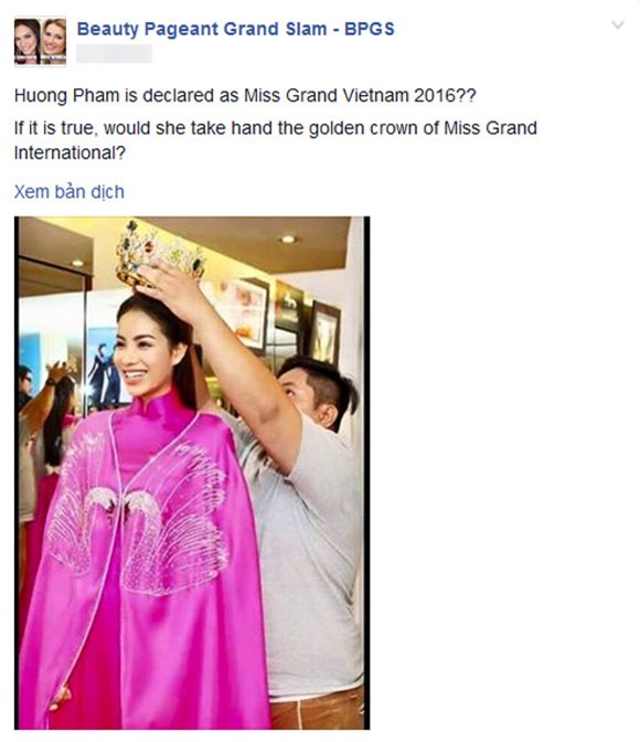 Nghi vấn Phạm Hương tiếp tục thi Hoa hậu Hòa bình Quốc tế 2016 3