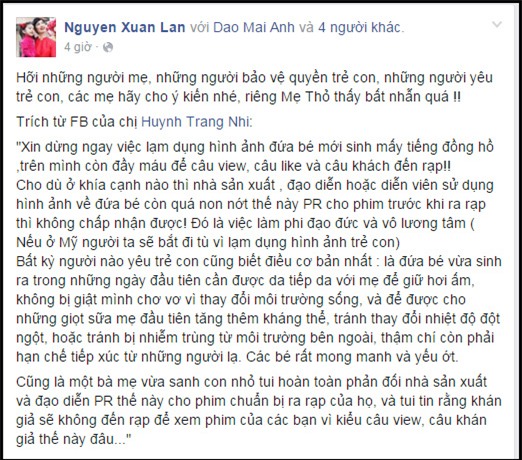 Xuân Lan: Đưa một đứa trẻ mới sinh mấy tiếng đồng hồ lên câu view là phi nhân tính - Ảnh 2.