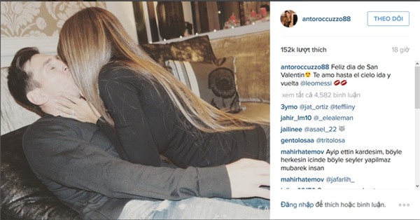 Messi “ngạt thở” bởi nụ hôn nóng bỏng của Antonella ngày lễ tình nhân - Ảnh 1.
