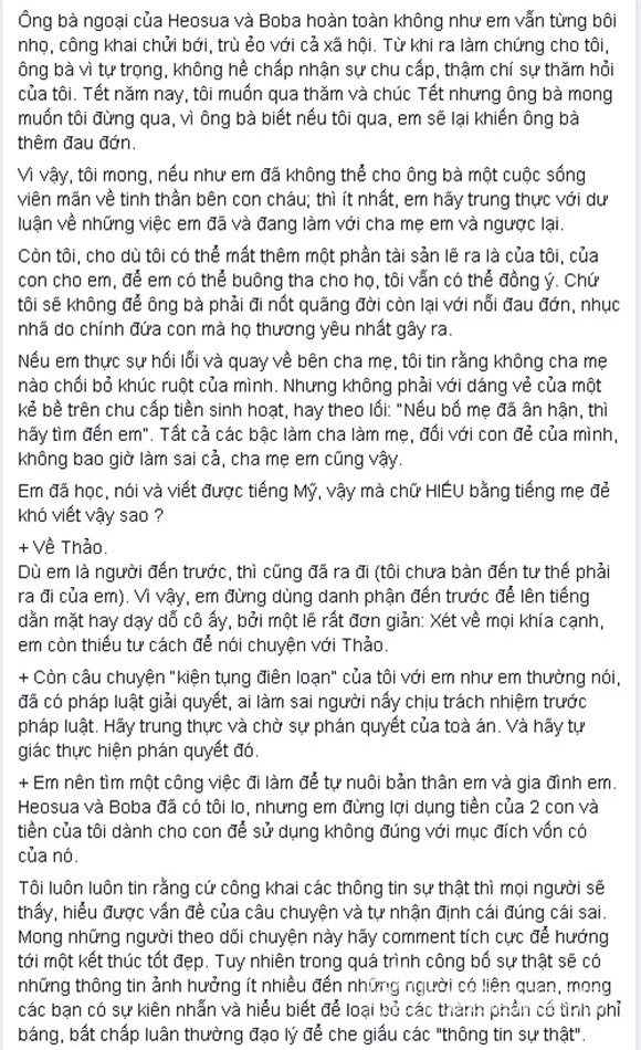 Ngọc Thúy phớt lờ tâm thư của chồng cũ 1