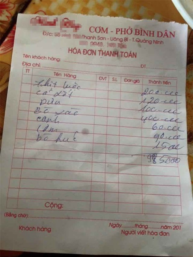 chặt chém, uông bí, quảng ninh, dua muối, 100 ngàn đồng, khách hàng, nhà hàng, món ăn