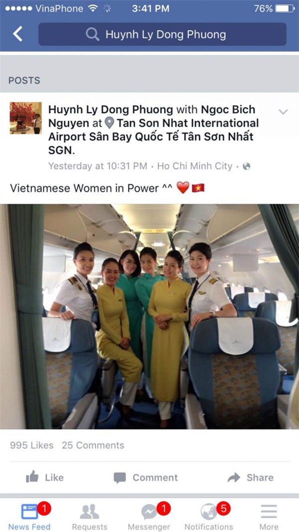 nữ cơ trưởng, Huỳnh Lý Đông Phương, cơ phó Nguyễn Thị Ngọc Bích, Vietnam Airlines