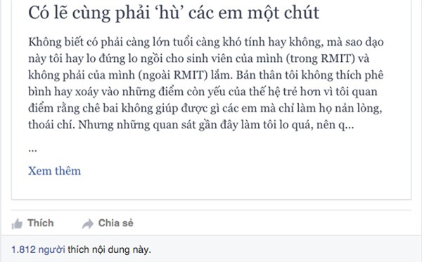 Cô giáo RMIT viết tâm thư gửi sinh viên: Bớt ảo tưởng hơn và đừng dựa dẫm vào người khác khi đã 18 tuổi rồi! - Ảnh 1.