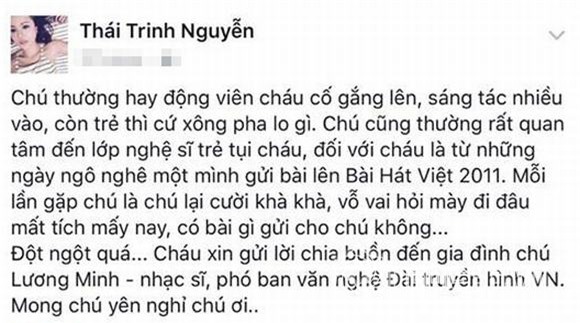 Sao Việt tiếc thương nhạc sĩ Lương Minh 2