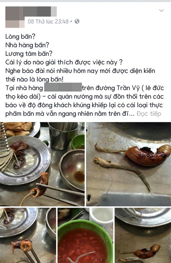 Chủ quán nướng nổi tiếng ở Hà Nội giải thích việc có sinh vật lạ bò ra từ đĩa lòng non - Ảnh 1.