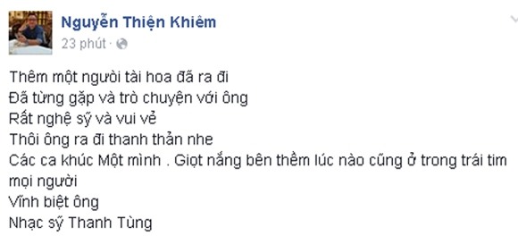 Sao Việt khóc thương nhạc sĩ Thanh Tùng 1