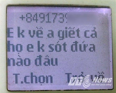Tin nhắn được cho là bạn trai chị Thảo đe dọa