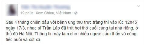 Khán giả đau buồn trước sự ra đi của Trần Lập - Ảnh 11.