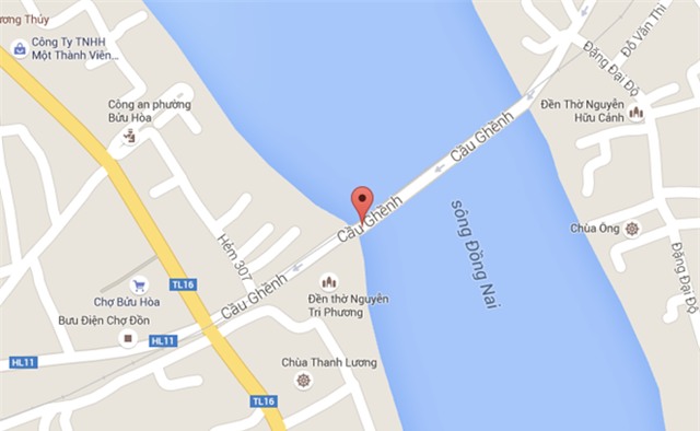 Hiện trường sập cầu Ghềnh ở Đồng Nai