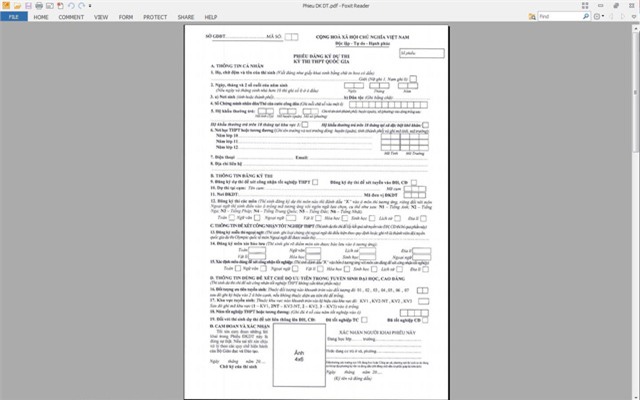 Mẫu Phiếu đăng ký dự thi