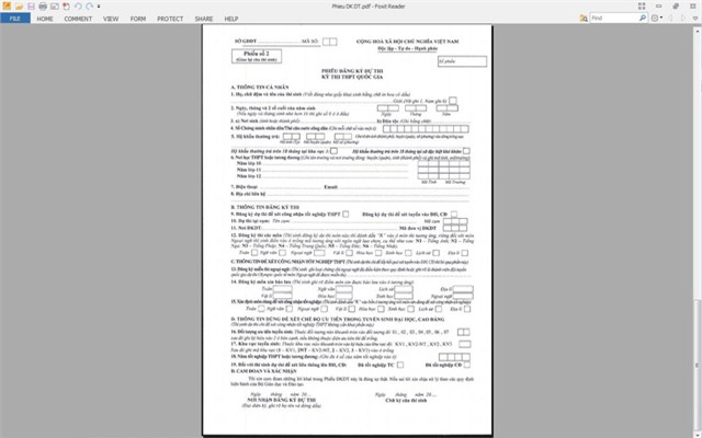 Mẫu phiếu số 2