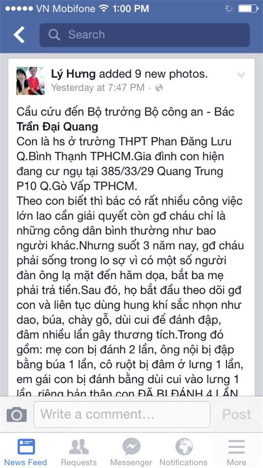 cầu cứu bộ co6ngan, facebook, dọa giết,doanh nghiệp