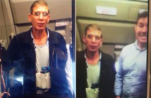 Nghi phạm (trái) tuyên bố đeo đai bom khi khống chế máy bay