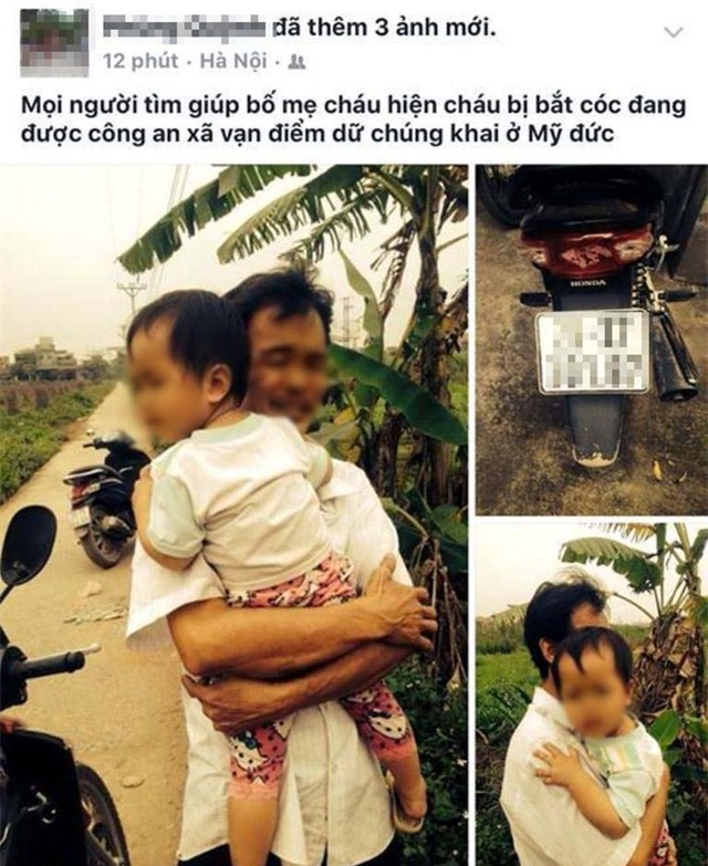 Thông tin cháu bé bị bắt cóc xuất hiện trên mạng.