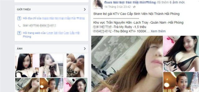 
Một trang fanpage môi giới mại dâm online trong chuyên án được CA TP Hải Phòng triệt phá. Ảnh: Đức Nguyên.
