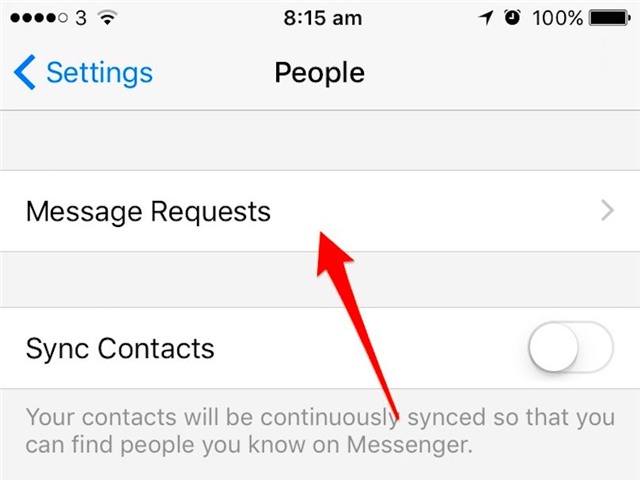 Sau đó, nhấn tiếp vào lựa chọn Message Requests