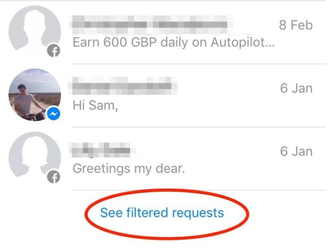 
Tiếp theo, nhấn tiếp vào nút See filtered requests để thấy tất cả những tin nhắn bị ẩn đi trước đây.

