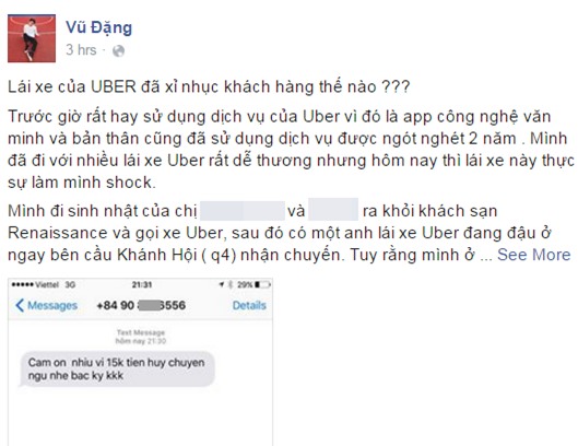 Tài xế Uber kỳ thị vùng miền, sỉ nhục khách là đồ ngu - Ảnh 1.