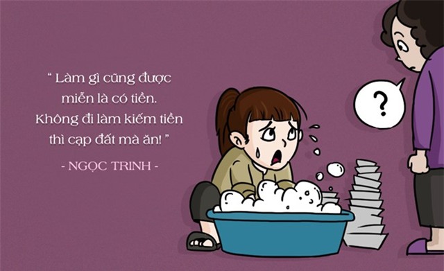 Ngọc Trinh than vãn với người hàng xóm. Tuyên bố gây xôn xao dư luận một thời của người mẫu nội y được đưa vào phim.