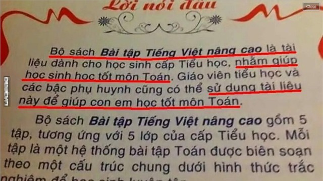 Sách tiếng Việt nâng cao nhưng dùng để học Toán?