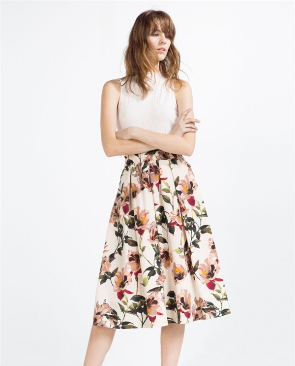 FLORAL PRINT MIDI SKIRT